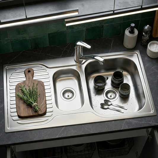 Norj NTS175XPKT1 stainless steel kitchen sink with integrated drainer
