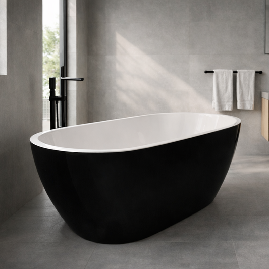 Kado Lux Petite 1500mm freestanding bath in black and white - pickup QLD